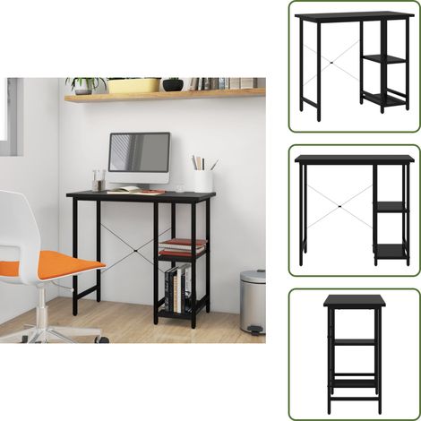 The Living Store Bureau d'ordinateur Noir 80x40x72 cm MDF et métal - Bureau Informatique - Bureau D'ordinateur - Bureau Moderne - Bureau Industriel - Mobilier De Bureau