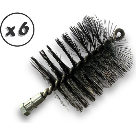 Lot de 6 Brosses à tube PRO ACIER Ø 110 mm Raccord M12175 femelle Ame en acier torsadé Nettoyage brossage tube et canalisation Kibros 41SCA110x6