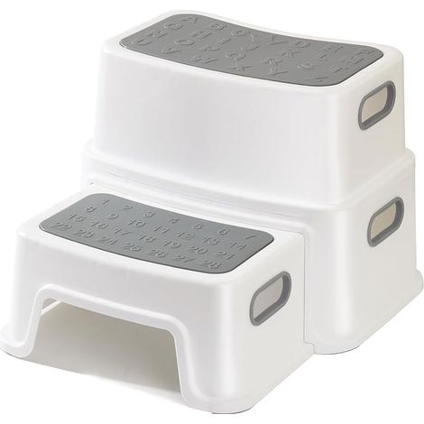 Children's Step Stool with 2 Levels for Bathroom, Washbasin and Toilet, Anti-Tip and Non-Slip, Safe Step Stool for Toddlers (1/5)