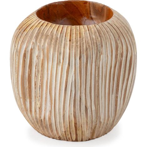 Bol design en Teck naturel épuré - Teck naturel avec touches blanches (1/3)
