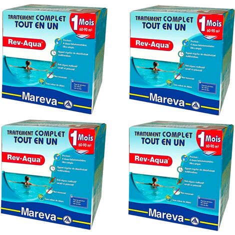 Pack 4 mois traitement Mareva REV-AQUA 4 en 1 piscine 60 à 90m³