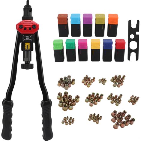 Pince à riveter universelle 16 pouces, kit professionnel de pose d'écrous rivetés avec 10 mandrins et 110 écrous (1/5)