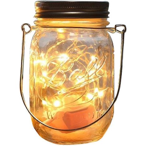 Solarbetriebene Lichterkette zum Aufhängen an Einmachglasdeckeln, 1 Stück, ideal zum Dekorieren von Garten, Rasen, Hochzeiten usw. (1/5)