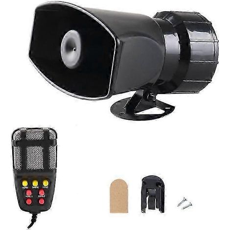 Exquisita sirena electrónica inalámbrica de 12 V con 7 sonidos y 120 dB, alarma de advertencia para coche, sirena de incendio, bocina y accesorios para coche. (1/5)