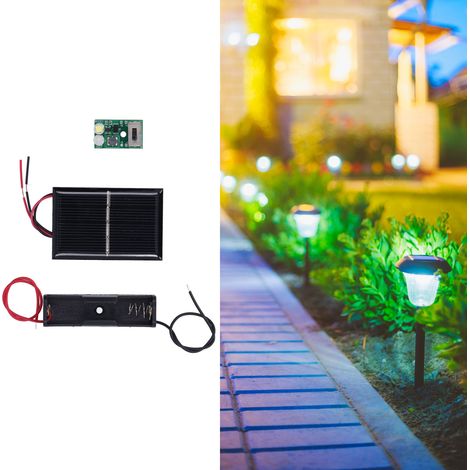 Deux kits de cartes de contrôle pour éclairage solaire 1,2 V, comprenant une carte de circuit imprimé solaire et un compartiment pour batterie, sont vendus ensemble. (1/5)