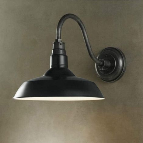 Applique Murale Antique Dôme d'Extérieur Rétro Industriel E27 Étanche Rustique Bronze Grange Noire Autour de l'Ombre Entrepôt Loft Balcon Surface au Sol 40cmSeule la douille n'a pas d'ampoule