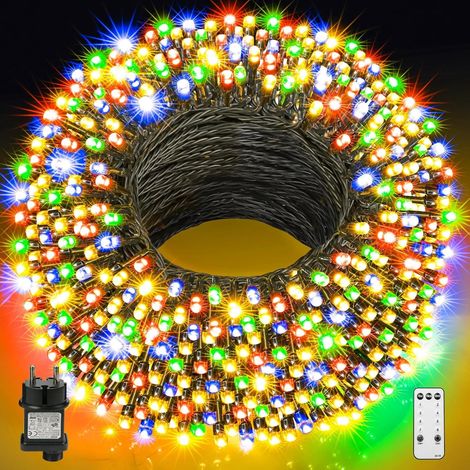 100M Guirlande Lumineuse Exterieure 800 LED Guirlandes Lumières de Noël Extérieur Intérieur 8 Modes d'éclairage Décoration Étanche pour Arbre Mariage Anniversaire Chambre Blanc Chaud