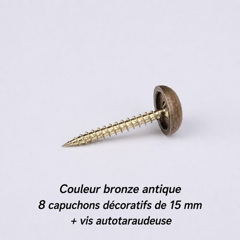 Cache-vis décoratifs en laiton 15 mm bronze antique avec vis autotaraudeuses pièces15mm bronze 3,2 × 1,5 × 3,2 cm 30 g – Livraison gratuite