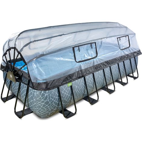 EXIT Stone Pool 540x250x122cm mit Sandfilterpumpe und Abdeckung - grau (1/5)