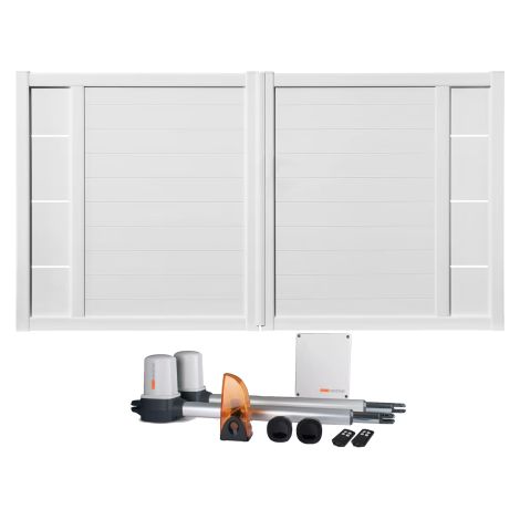 Portail battant électrique PVC blanc avec moteur Sentinel H 140 x L 300 ARLES DÉCOR INSERTS