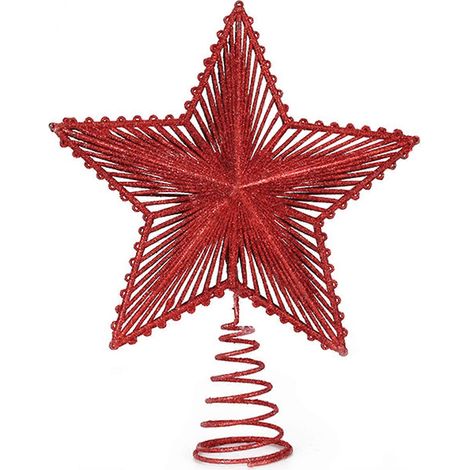Étoile scintillante pour sapin de Noël - Décoration de Noël rouge (1/4)