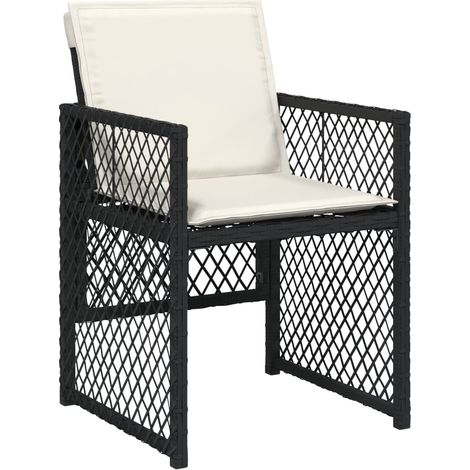 vidaXL Sedie da Giardino con Cuscini 4 pz Nere in Polyrattan (1/5)