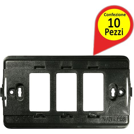 Supporti 3 posti plastica feb compatibile serie magic bticino 2603 pezzi 10