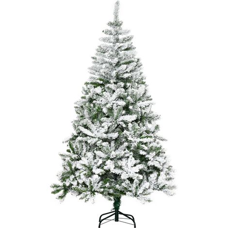 Künstlicher Weihnachtsbaum mit Schnee-Effekt, flammenhemmend, Grün/Weiß (1/5)