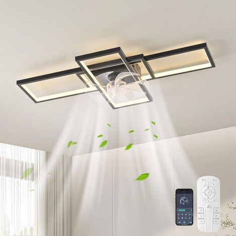 Ventilatore da soffitto a LED dimmerabile da 80 W – Telecomando – 6 velocità – Luce regolabile da 3000K a 6500K – Funzionamento silenzioso per soggiorno e camera da letto, 90 cm