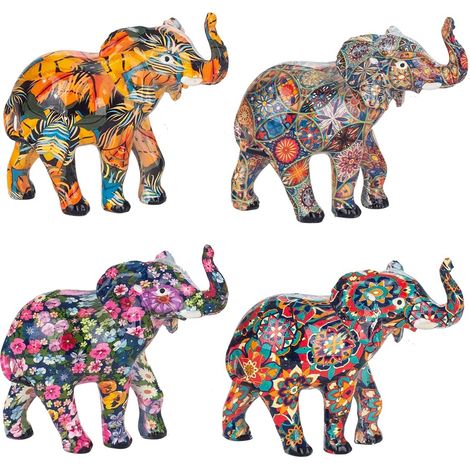 Signes Grimalt Figure di figura di elefante Elefante Figura 4 unità africane ed elefanti grigio 5x10x9cm 28658