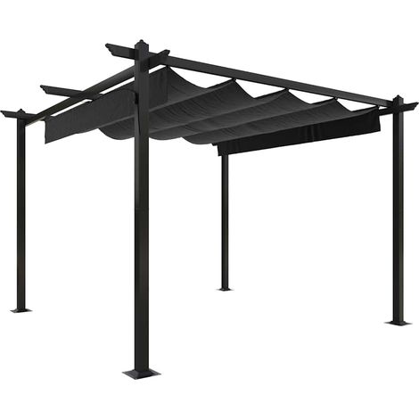 vidaXL Cenador de jardín con techo retráctil gris antracita 3x3 m (1/2)