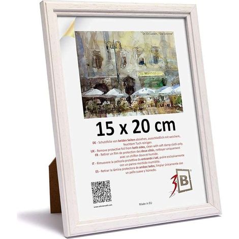 Cornice portafoto per certificato 15x20 cm con supporto, cornice in legno bianca