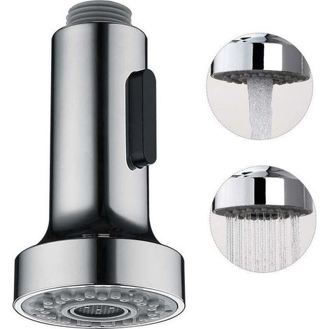 Douchette pour Robinet Cuisine Douchette 2 Modes Tête Robinet Cuisine Douchette Remplacement Douchette pour Rétractable Mitigeur Cuisine,Chromé,G1/2" (1/3)