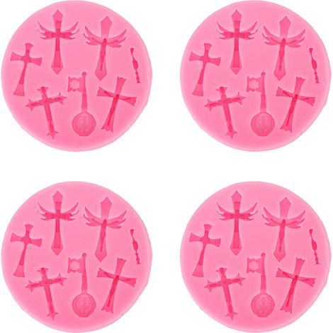 4 Moules Croix en Silicone Élastique pour Résine, Décoration de Gâteaux DIY, Fabrication de Pendentifs et Pâtisserie (1/5)