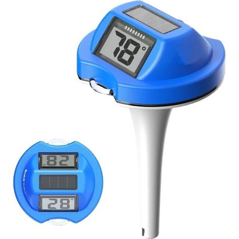 Thermomètre flottant pour piscine avec double affichage numérique, étanche IP68, alimenté par énergie solaire, lecture claire en temps réel – couleur bleu foncé (1/5)