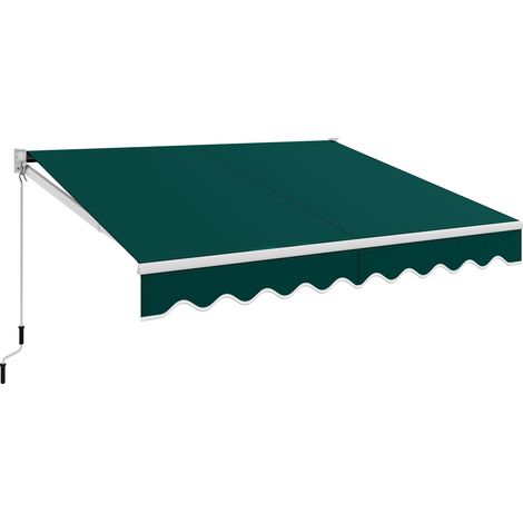 Store Banne Auvent Rétractable Manuel 295x250CM Angle Ajustable 40°-100° sans Perçage Vert