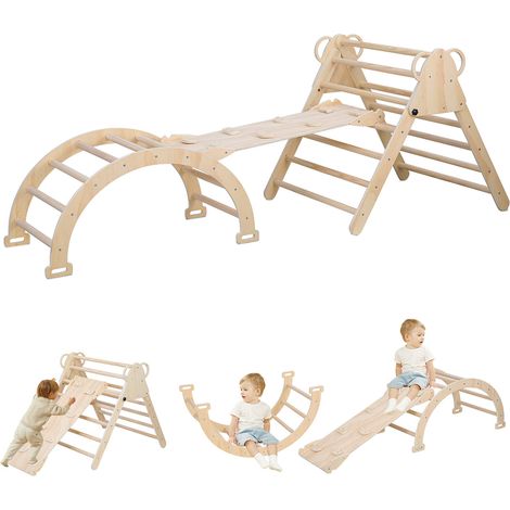 Randaco kletterdreieck Klettergerüst Indoor Kletterleiter aus Holz für Kleinkinder ab 2 Jahre