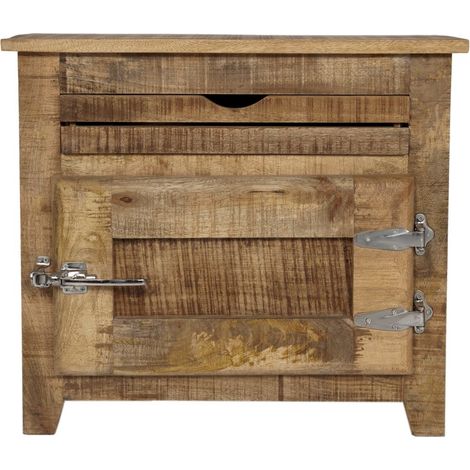 Commode en Bois de Manguier Massif Meuble de Rangement Compact avec Tiroir et Porte - PANGIVO (1/5)