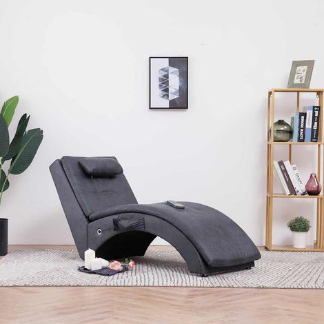 vidaXL Diván de masaje con almohada de piel de ante artificial gris (1/5)