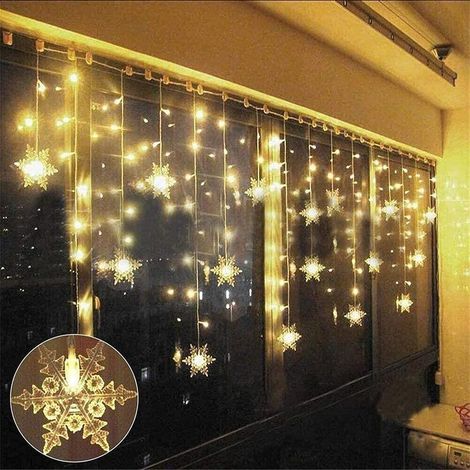 Guirlande Lumineuse Rideau Lumineux, 4M LED Lumières de Noël IP44 ,Extérieur Intérieur 8 Modes d'Eclairage, Lumière pour Decoration de Fenêtre Noël Mariage (1/5)