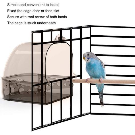 Per uccelli, gabbia per pappagalli in plastica grigia e nera spessa, vasca da bagno sospesa multifunzionale, scatola per l'alimentazione degli animali domestici, accessori per il bagno (1/4)