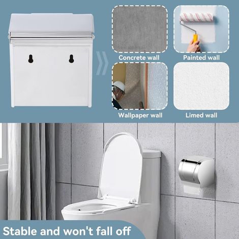 Toilettenpapierhalter – Toilettenrollenhalter – Toilettenpapierhalter aus Edelstahl – Wasserdichter, wandmontierter Toilettenpapierhalter fürs Badezimmer – Katzensichere Toilettenpapierabdeckung