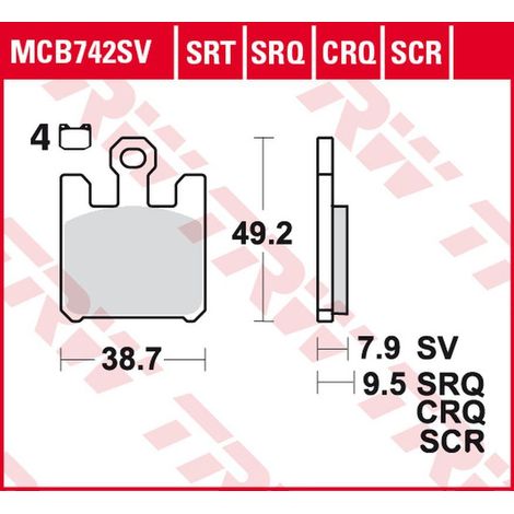 PASTILLAS DE FRENO TRW ZF KH369/4 SINTER TRACK KAWASAKI ZX-6RR 600, ZX-6R 636 '03-'06, ZX-10R '04-'07, ZX-12R '04-'06, SUZUKI GSX-R 1000 '03, DERBI MULHACEN 659 '05, DELANTERAS