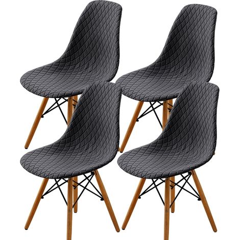 Coprisedie a conchiglia, stile medievale-moderno, jacquard, senza braccioli, lavabili, adatti per cucine e sale da pranzo (grigio scuro, confezione da 4).