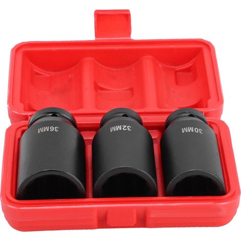 Set di 3 bussole a impatto profonde da 1/2" a 12 punte per garage, officina, 30 mm, 32 mm, 36 mm. (1/5)