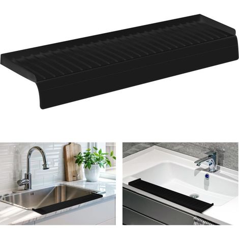 Panel impermeable de silicona recortable, panel estanco, protector contra salpicaduras para el borde del fregadero de la cocina o la bañera, accesorios para fregadero, cubierta protectora negra