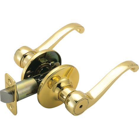 Motif maison 2 voies de défilement Loquet de confidentialité Poignée de porte, Laiton, 783043 (1/3)