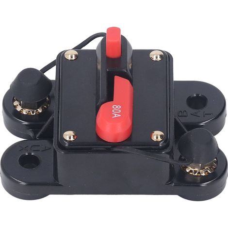 Disjoncteur 80A à réarmement manuel, protection surintensité DC 12-48V, 1/4in, pour moteur de véhicule, coupe-circuit (1/5)