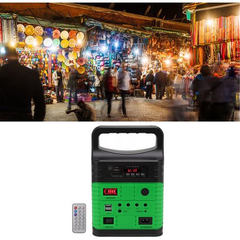 Générateur d'énergie solaire avec lampe LED, radio MP3 Bluetooth, chargeur mobile, station d'énergie solaire portable multifonctionnelle, prise UE, 250 V, vert (1/5)