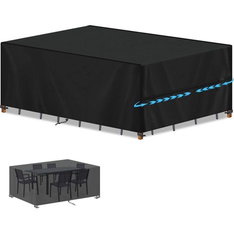 Gartenmöbel Abdeckung 240x100x80cm Wasserdicht UV-Schutz 420D Oxford Schwarz (1/5)