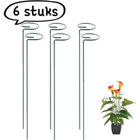 Lot de 6 tiges de support pour fleurs et plantes en pot supports anti affaissement pour maintenir les plantes droites couleur verte (1/5)