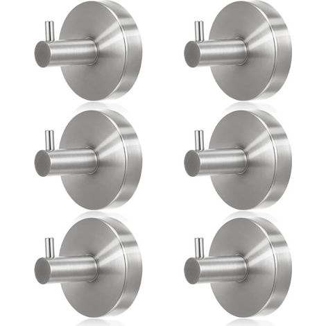 Ganchos con ventosa,Ganchos de succión potentes,6 piezas,Acero inoxidable 304,Colgador de toallas,Capacidad de carga 10-15 kg/pieza,Plateado (1/5)