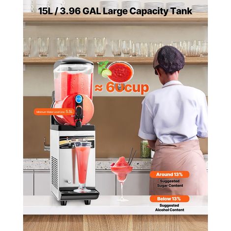 Acier inoxydable, machine à granité 15 L avec robinet anti-goutte et mode nuit, pour bar café restaurant (1/5)