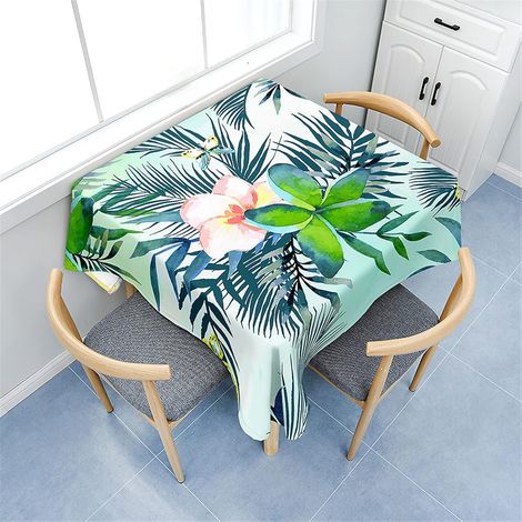 Nappe de Table Carrée, Motif Feuilles de Plantes Nappes Imperméables Anti Tache Infroissable Nappe pour Salle à Manger Cuisine Jardin Picnic Exterieur (60x60cm,Fleurs Roses) (1/5)