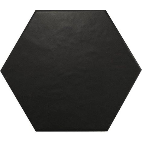 Carrelage hexagonal noir mat 17,5x20 cm – Grès cérame 9 mm – Résistant à l'usure – Compatible chauffage au sol – Equipe