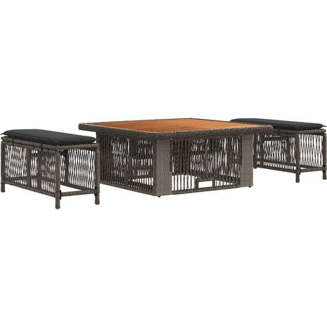 Conjunto de Comedor de Jardín 3 pcs Gris y Gris Oscuro vidaXL