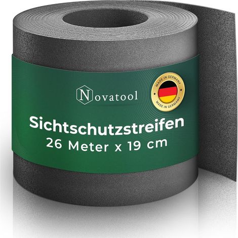 Bandes brise-vue Novatool PP rouleau de 26 m pour clôture à double treillis métallique anthracite pour 10 rangées, 1,1 mm extra forte résistance aux