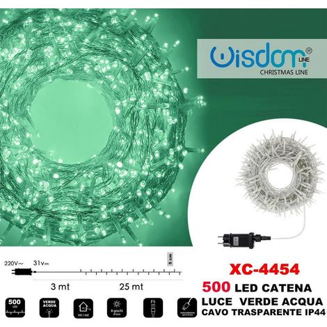 Trade Shop - LICHTERKETTE 500 LED LICHTER GLÜHWÜRMCHEN LICHT AQUA GRÜN TRANSPARENTES KABEL XC-4454 -
