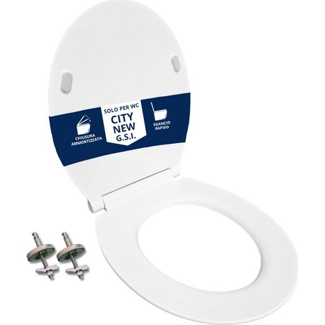 Copriwater City New G.S.I. SLIM Soft Close e Sgancio Rapido fissaggio dall'alto termoindurente bianco