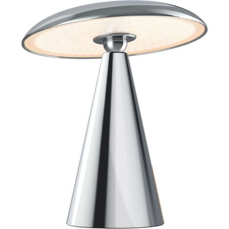MATHIAS - Lampe à poser Clee chrome, USB rechargeable, Dimmable, CCT, Autonomie 72h max. - MLAPCLEECH